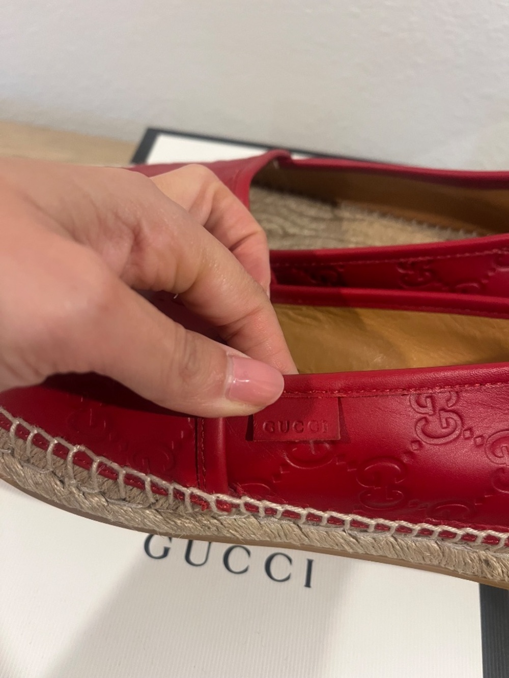Gucci guccissima espradrille red leather sz 37 - Picture 3 of 7
